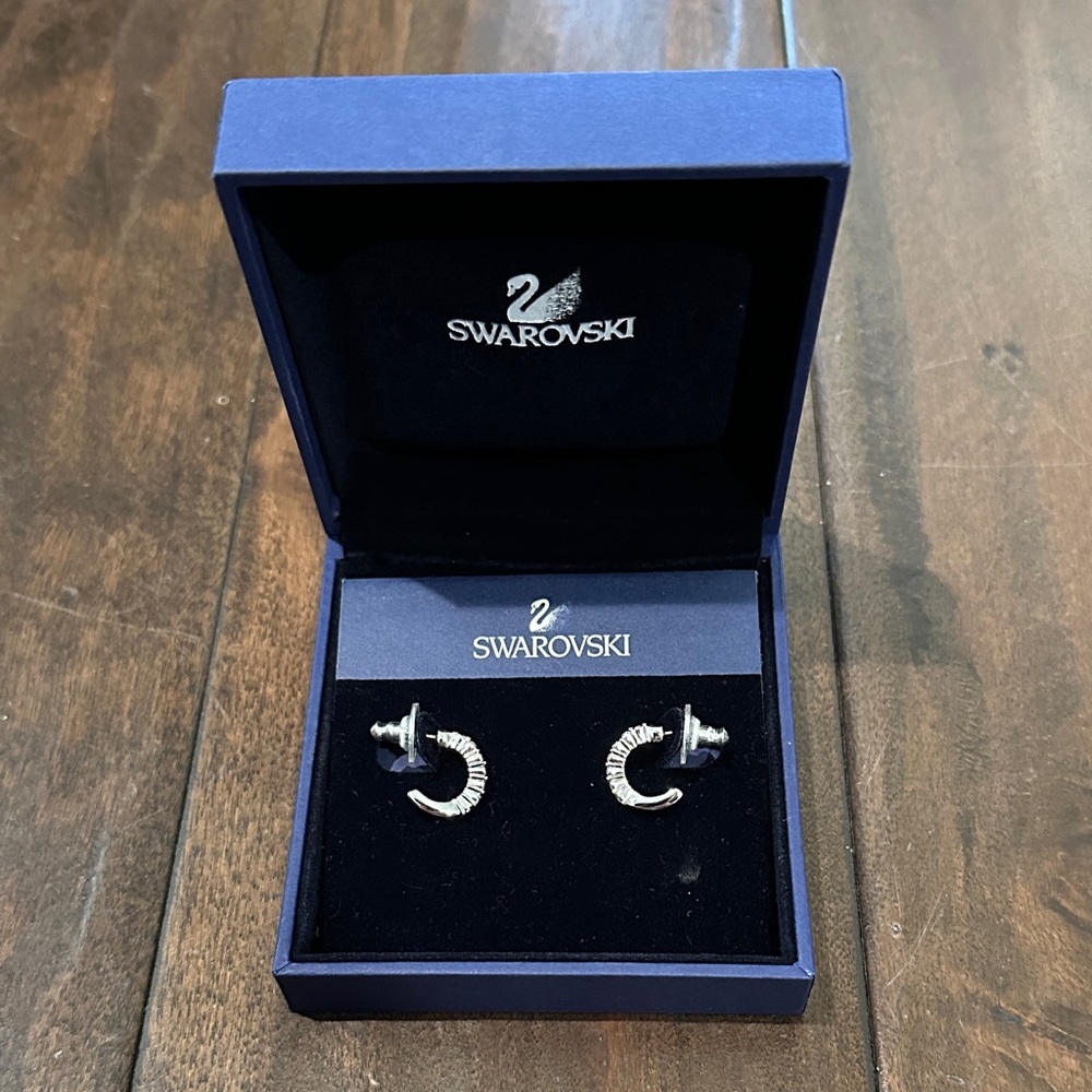 Swarovski Silver Crystal Hoop Earrings